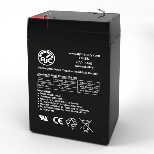 Batería de repuesto de sellada ácido-plomo Lightalarms 860-0004 6V 4.5Ah
